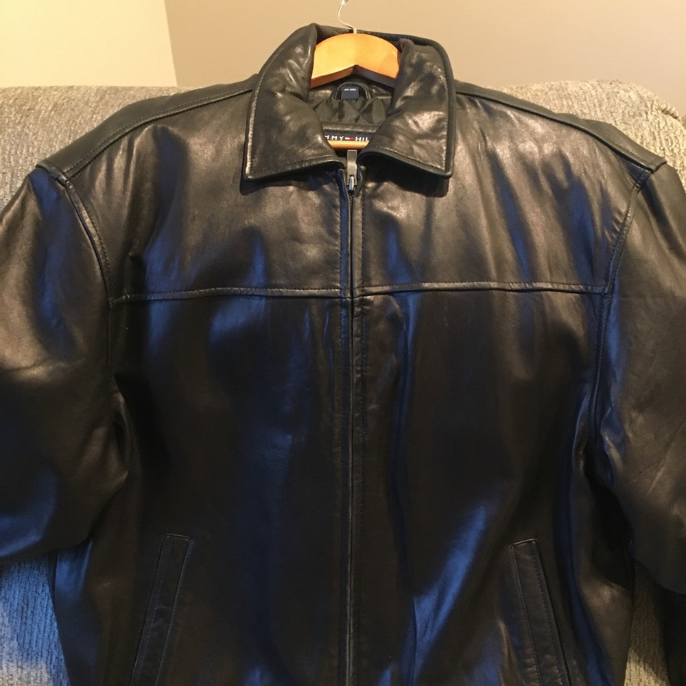 Men’s Tommy Hilfiger Lined Leather Bomber Jacket